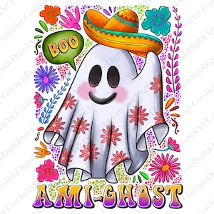 Simpatico fantasma con sombrero, fantasma messicano con boo png, boho floreale autunnale png, zucca rosa png, Halloween png, vibrazioni autunnali png, stagione spettrale png