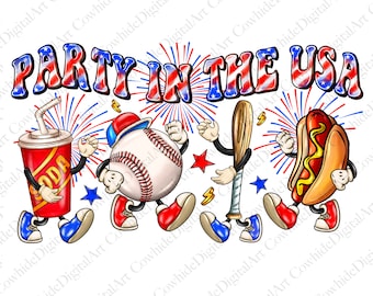 Party in the USA PNG, 4th of July Sublimation Design (Digital Download)