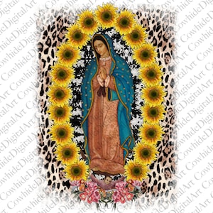 Nuestra Señora de Guadalupe Png, Virgen de Guadalupe PNG, Girasol, Sublimación Latina Mexicana, Guadalupe retro png, Sublimación Virgen María