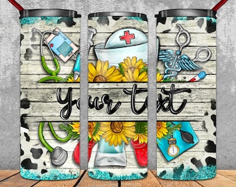 Custom Name Nurse Tumbler PNG, Western Design (Digital Download)