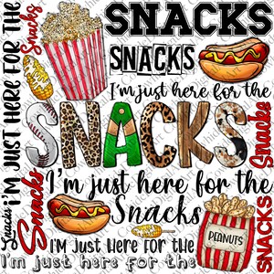 Here For The Snacks Baseball PNG - Sublimation Design (Digital Download)