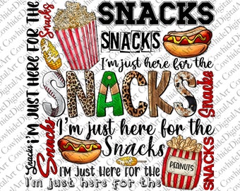 Here For The Snacks Baseball PNG - Sublimation Design (Digital Download)