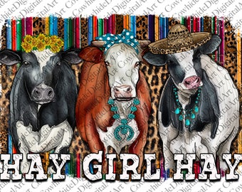 Western Cow Girl PNG: Highland Cow Sublimation Design (Digital File)