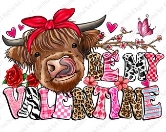 Valentine Cow PNG, Sublimation Design (Digital Download)