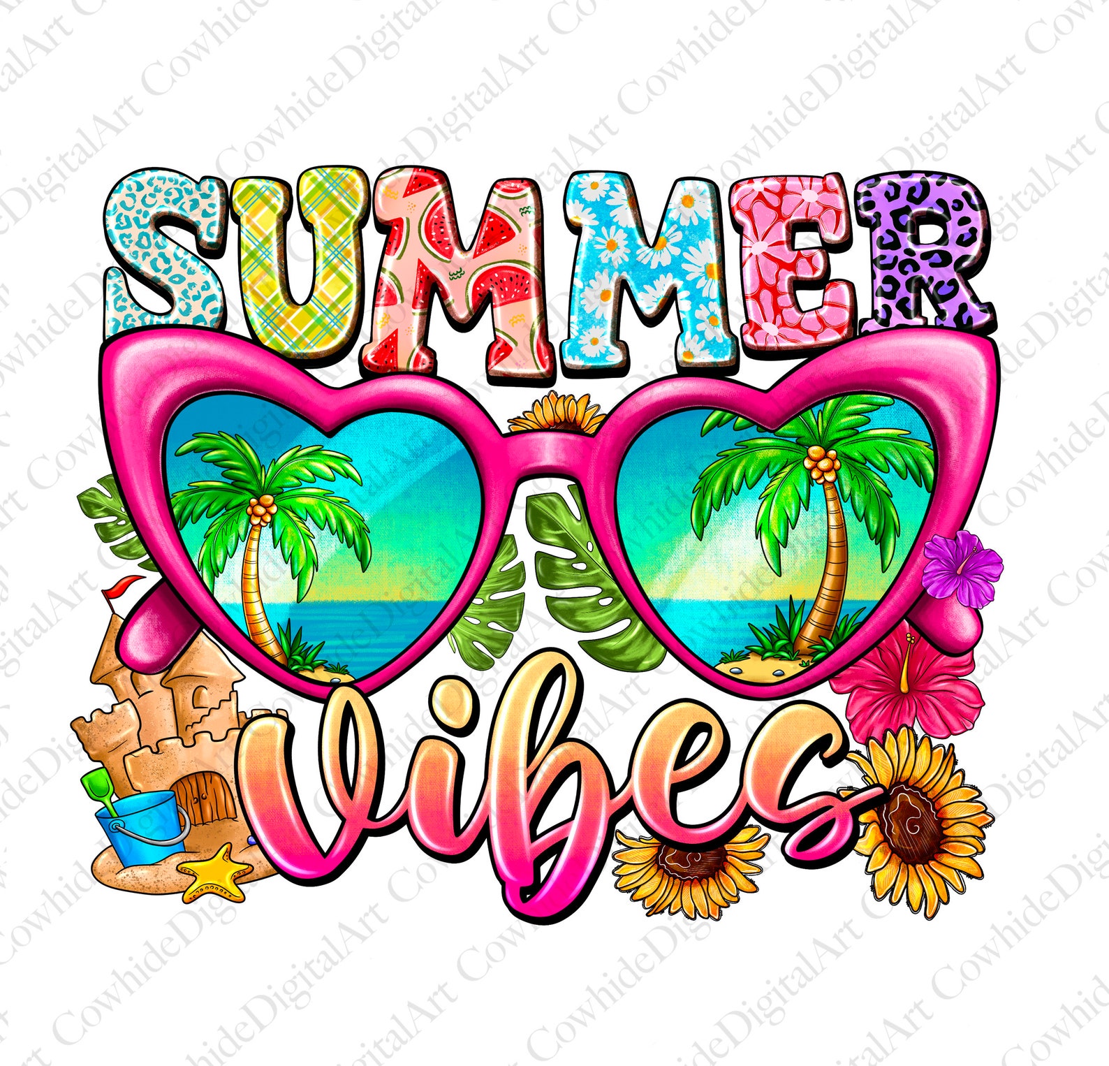 Summer Vibes Png Sublimation Design Download, Beach Sunglasses Png ...