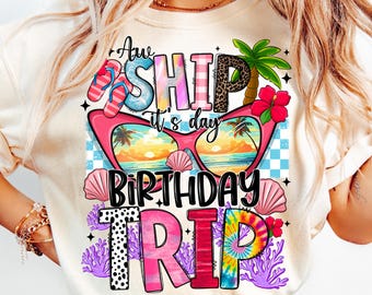 Cruise Birthday Trip PNG, Tropical Vacation Shirt Design (Digital Download)