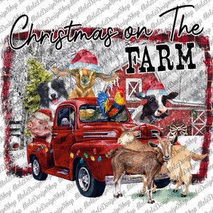 Christmas on the Farm, Christmas on the Farm  Sublimation,Christmas Animals,Digital Download, Christmas Png, Sublimation Designs Downloads