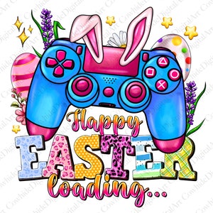 Descarga de diseño de sublimación PNG de jugador de Pascua, PNG de jugador de conejito de Pascua, PNG de controlador de juego de feliz Pascua, descarga de diseños sublimar