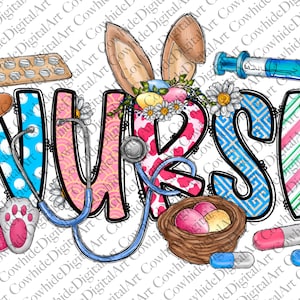 Infirmière de Pâques PNG sublimation Design (téléchargement numérique)