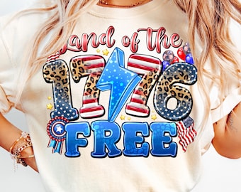 1776 Land of the Free PNG, 4th of July Sublimation Design (Digital Download)