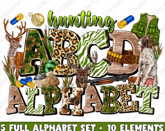 Hunting Camo Alphabet PNG Bundle, Sublimation Design (Digital Download)