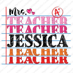 Teacher PNG, Back to School PNG, Teacher Custom Name Png, Teacher ...