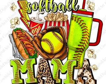 Softball Mom PNG, Sublimation Design (Digital Download)