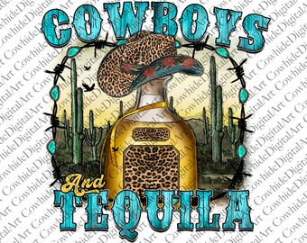 File PNG di Cowboys Tequila: Sublimazione turchese western (Download digitale)