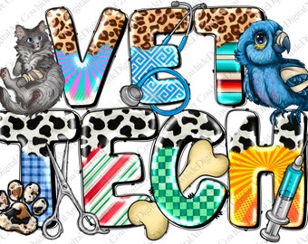 Vet Tech Sublimation Design, Veterinarian Assistant PNG (Digital Download)