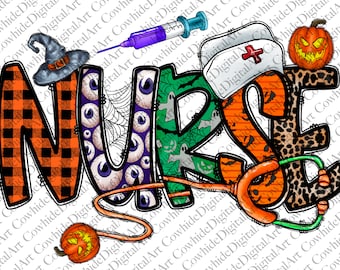 Halloween Nurse PNG, Spooky Western Sublimation Design (Digital Download)