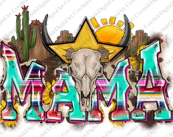 Western Mama koeienschedel png, sublimatieontwerp (digitale download)