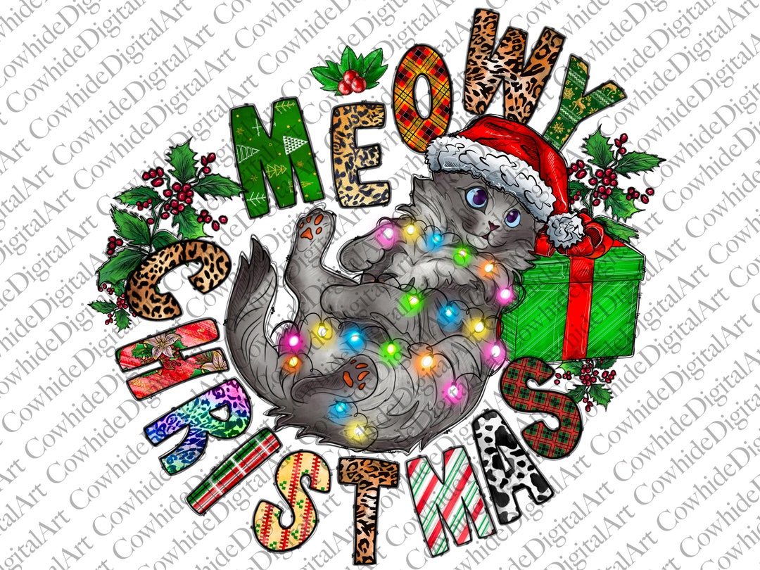 Meowy Christmas Cat PNG, Sublimation Design (digital Download) - Etsy