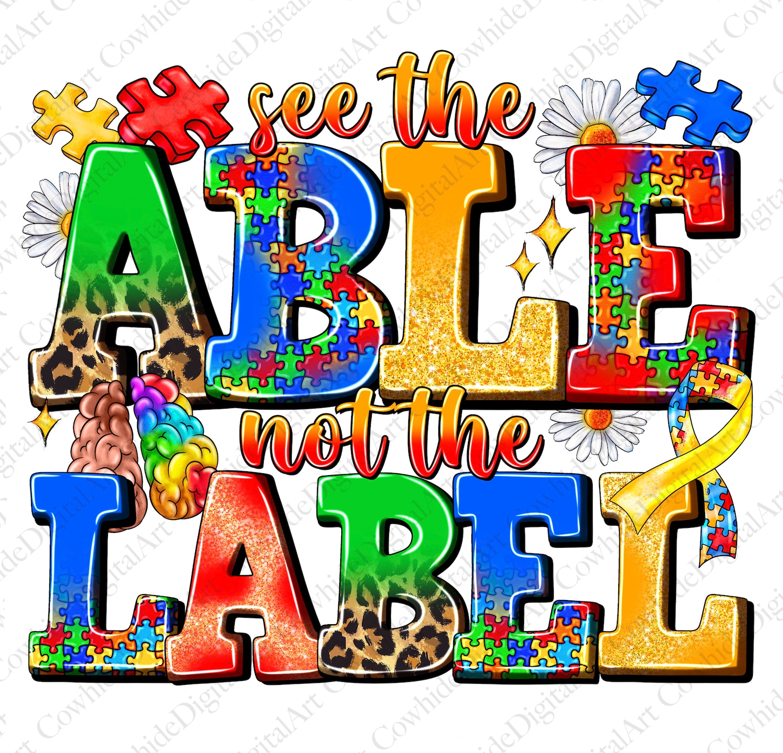 Autism Awareness Png, See the Able Not the Label Sublimation Design ...