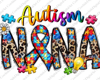 Autism Nana png sublimation design download, Autism Awareness png, western Nana png, Autism Life png, sublimate designs download, puzzle png