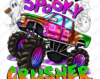 Spooky Monster Truck PNG, Ghost Crusher, Halloween Sublimation (Digital Download)