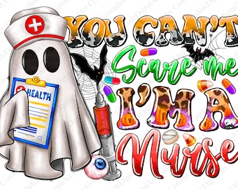 Design PNG di un'infermiera di Halloween, per sublimazione spettrale (download digitale)