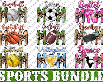 Sports Mom PNG Bundle, Baseball, Softball, Soccer (Digital Download)