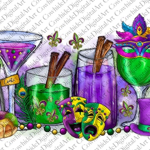 Sublimatieontwerp mardi Gras-drankje: fleur de lis, western (PNG)