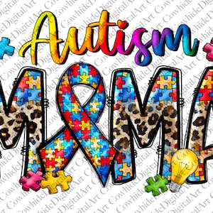 Autism Mama PNG, Puzzle Ribbon, Sublimation Design (Digital Download)