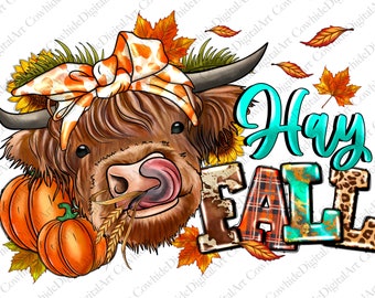 Fall Cow PNG, Pumpkin, Sunflower (Digital Download)