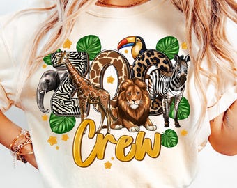 Safari Animal Zoo Crew PNG, Sublimation Design (Digital Download)