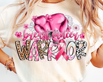 Breast Cancer Warrior PNG, Boxing Gloves, Sublimation Design (Digital Download)