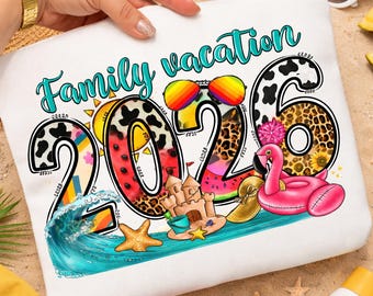 Familienurlaub 2026 Sublimationsdesign, Sommer Vibes PNG (Digitaler Download)