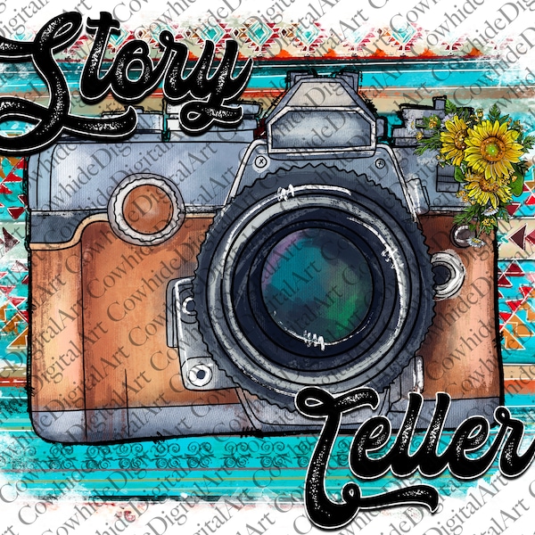 Story Teller Photography Png, Camera Png, Aztec Png, Sunflower, Story Teller,Gemstone Turquoise,Photography Camera,Sublimation Design Png,