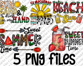 Sommer-Bundle Png, süße Sommerzeit Png, Rindsleder, Western Beach Bum Png, Sonnenschein in meinem Kopf PNG, Sublimationsdesigns, digitaler Download