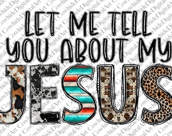 Western Jesus PNG, Gemstone Turquoise, Leopard Print (Digital Download)