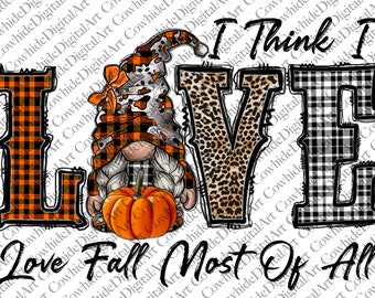 Fall Gnome PNG: Western Pumpkin Sublimation Design (Digital Download)