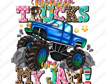Monster Truck Sublimation Design, Kids Truck PNG (Digital Download)