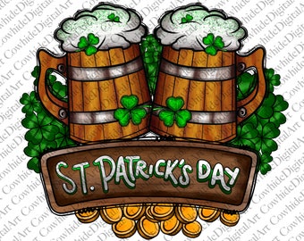 St Patricks Day Beer Png: Shamrock Sublimation Design (Digital Download)