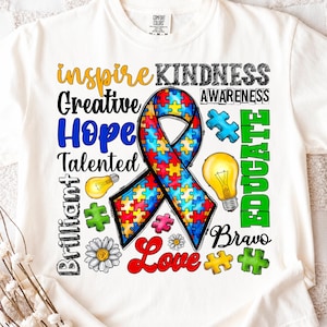 Autism Awareness Puzzle Hearts PNG, Sublimation Design (Digital Download)