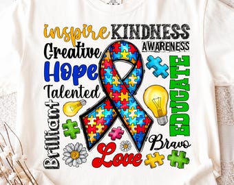 Autism Awareness Puzzle Hearts PNG, Sublimation Design (Digital Download)