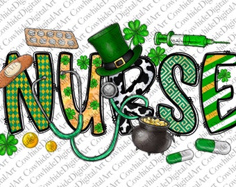St. Patrick's Day Nurse PNG, Sublimation Design (Digital Download)