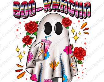 Boo-Rracha Ghost PNG: Mexican Serape Halloween Sublimation (Digital Download)