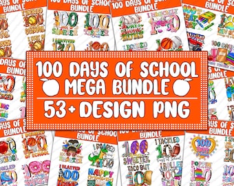 100 Days of School PNG Bundle: Teacher Designs (Digital PNG)