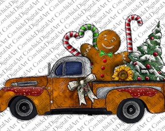 Christmas Gingerbread Truck PNG: Sublimation Design (Digital Download)