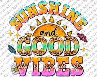 Sunshine and Good Vibes PNG, Summer Beach Design (Digital Download)