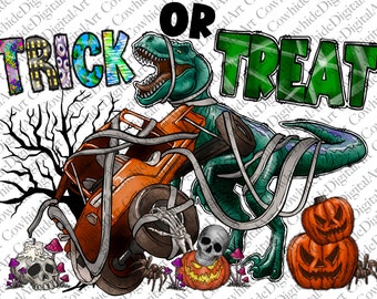 Rex Dinosaur Trick or Treat PNG: Spooky Halloween Design (Digital Download)