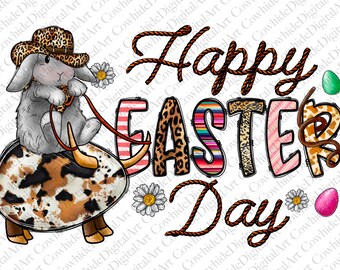 Cowboy Bunny Easter PNG, Western Sublimation Design (Digital Download)