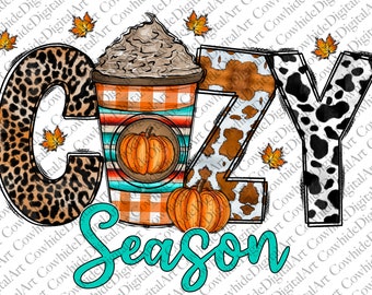 Cozy Season PNG, Fall Pumpkin Clipart, Sublimation Design (Digital Download)