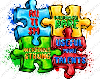 Autismebewustzijn puzzelstukje, png, sublimatieontwerp (digitale download)